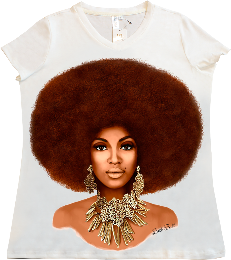 Afro Signature T-shirt - Afro (819x1024), Png Download