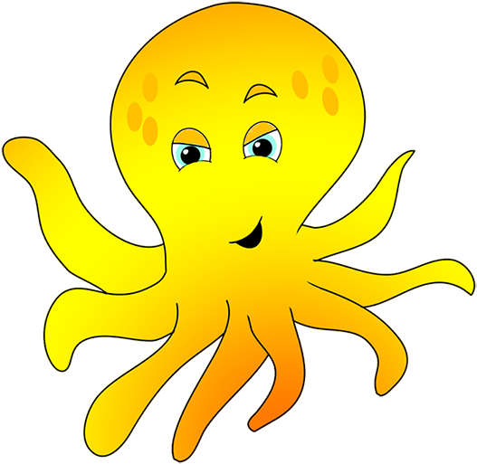 Octopus Clipart - Yellow Octopus Clipart (554x531), Png Download