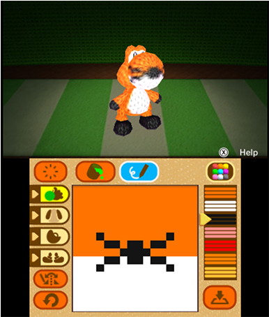 Design Your Own Yoshi, Play With It And Share Via Streetpass - Yarn Yoshi 3ds Designs (500x453), Png Download