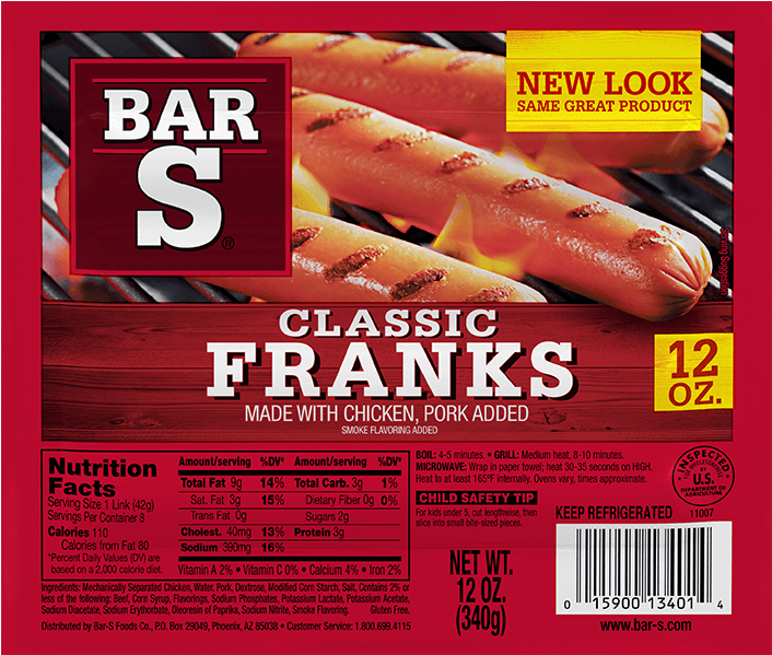 Classic Franks - Bar S Classic Franks (900x816), Png Download