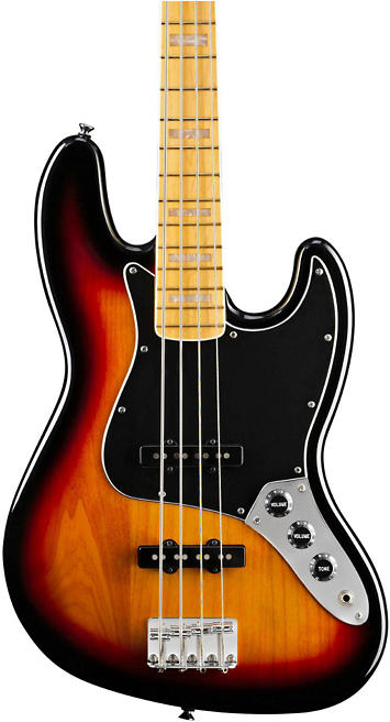 Vintage Modified Jazz Bass® '77, Maple Fingerboard, - Squier Vintage Modified Jazz Bass 77 3-color Sunburst (799x655), Png Download
