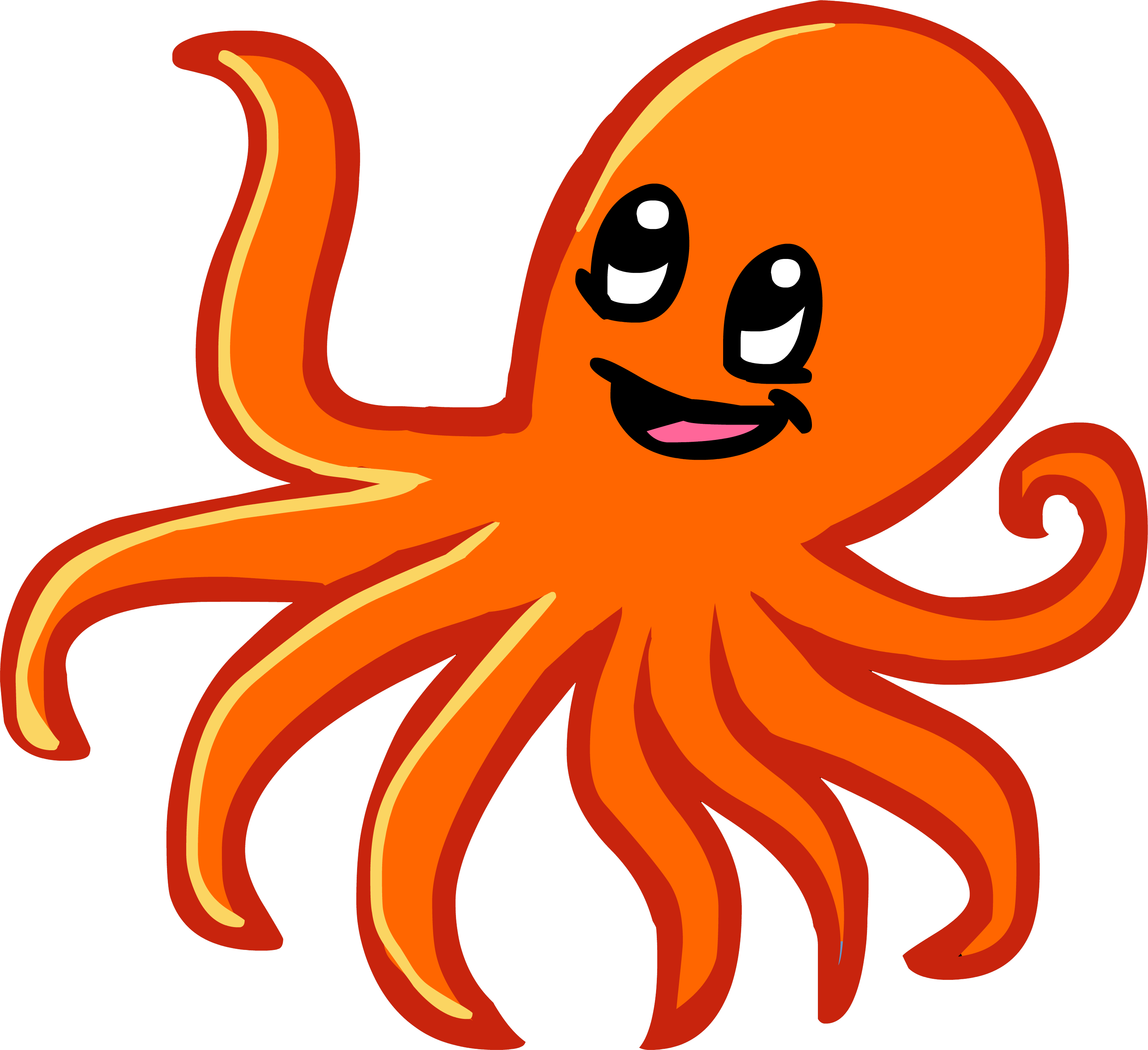 Orange Octopus Cartoon (3064x2802), Png Download