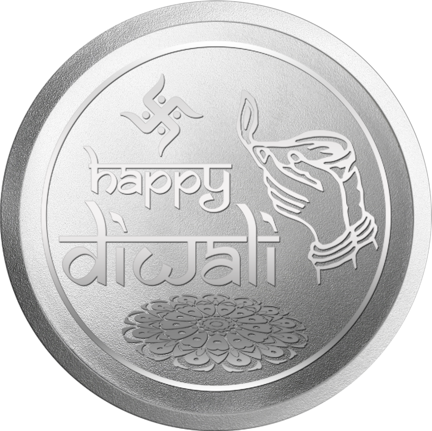 Happy Diwali 10 Gm, 999 Precious Silver Coin - Product (1632x1569), Png Download