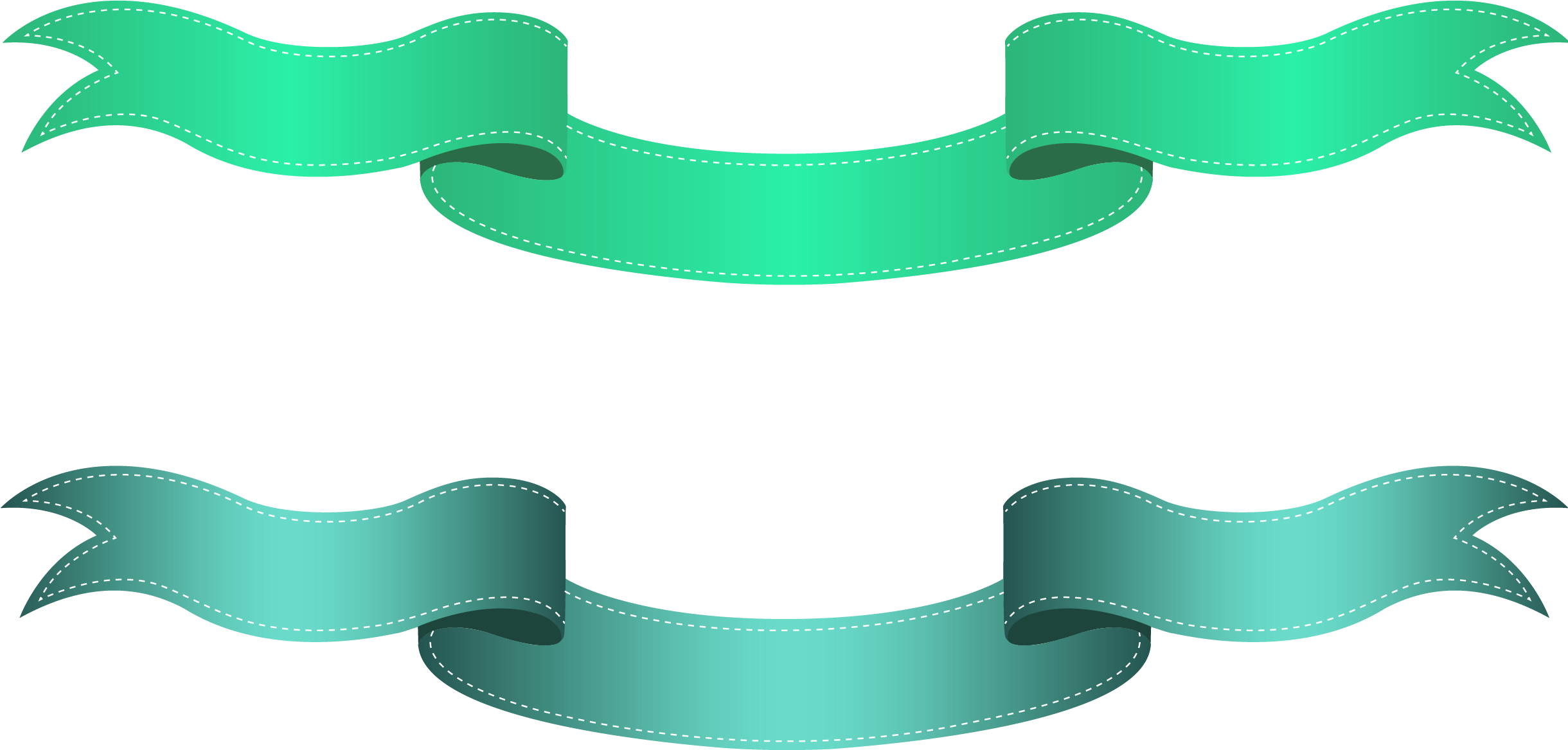 Green And Blue Banners Png Clipart Gallery - Transparent Background Ribbons Clipart (2499x1536), Png Download