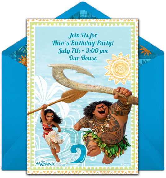 Moana & Maui Online Invitation - Moana Party Supplies Pack For 8 Guests - Straws, Dinner (650x650), Png Download