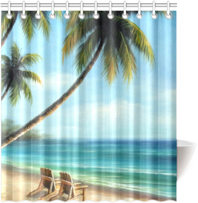 Beach Shower Curtain 66"x72" - Window Blind (500x500), Png Download