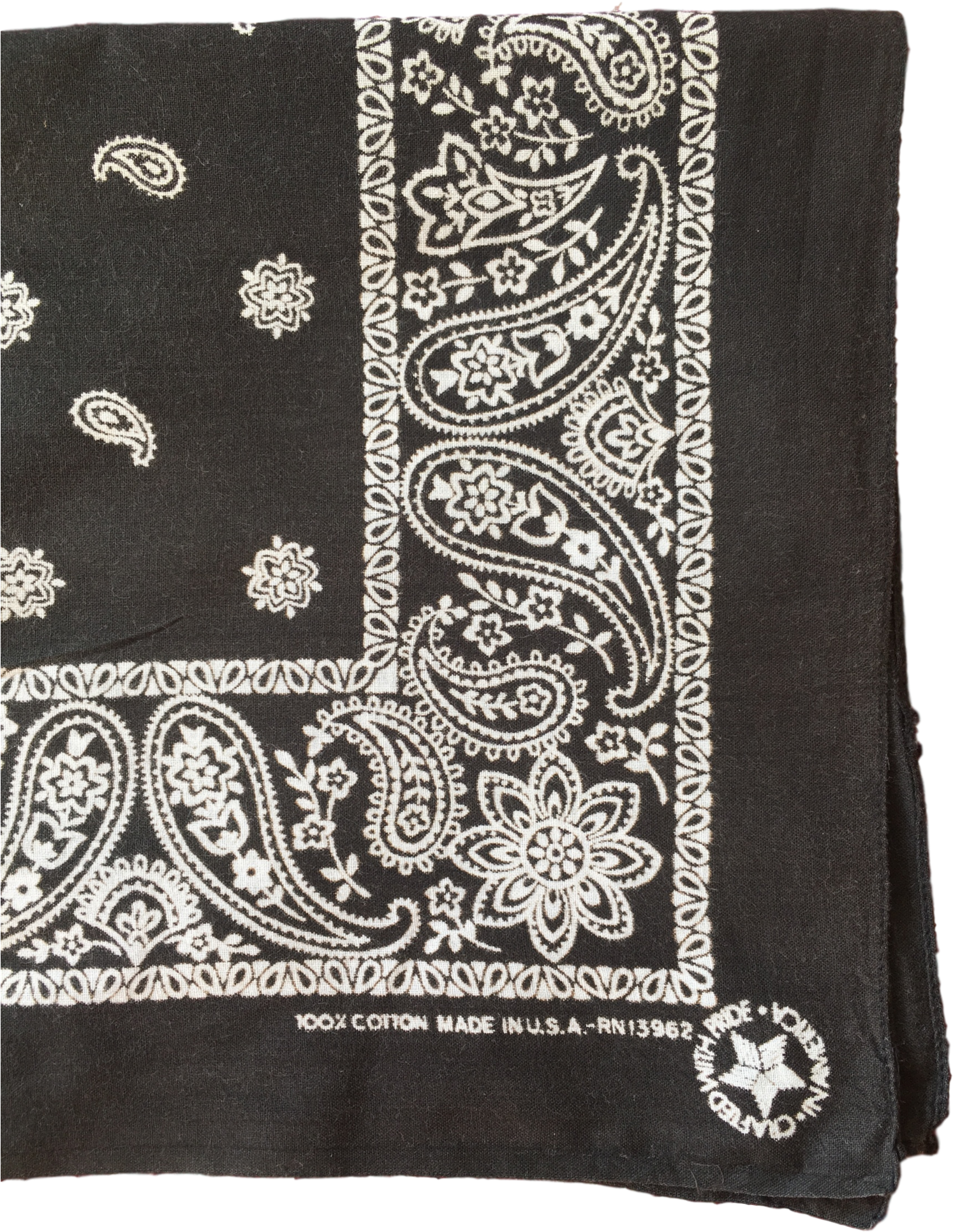 Washed Black Vintage Bandana Made In The Usa - Dapperfellas Vintage Dk Blue Bandana Scarf Paisley (1537x2048), Png Download