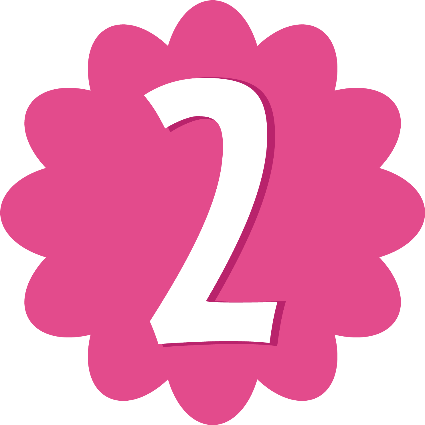 Pink Clipart Number - Number Two Color Pink (830x830), Png Download
