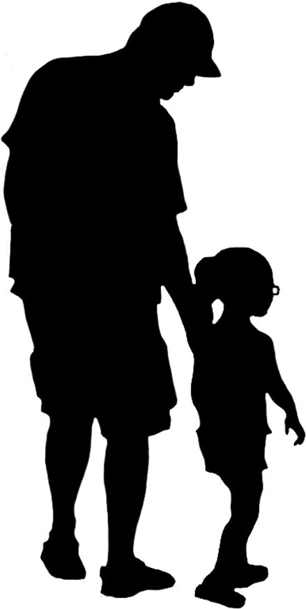 Silhouette Of Father And Child - People Silhouettes Standing Png (473x886), Png Download