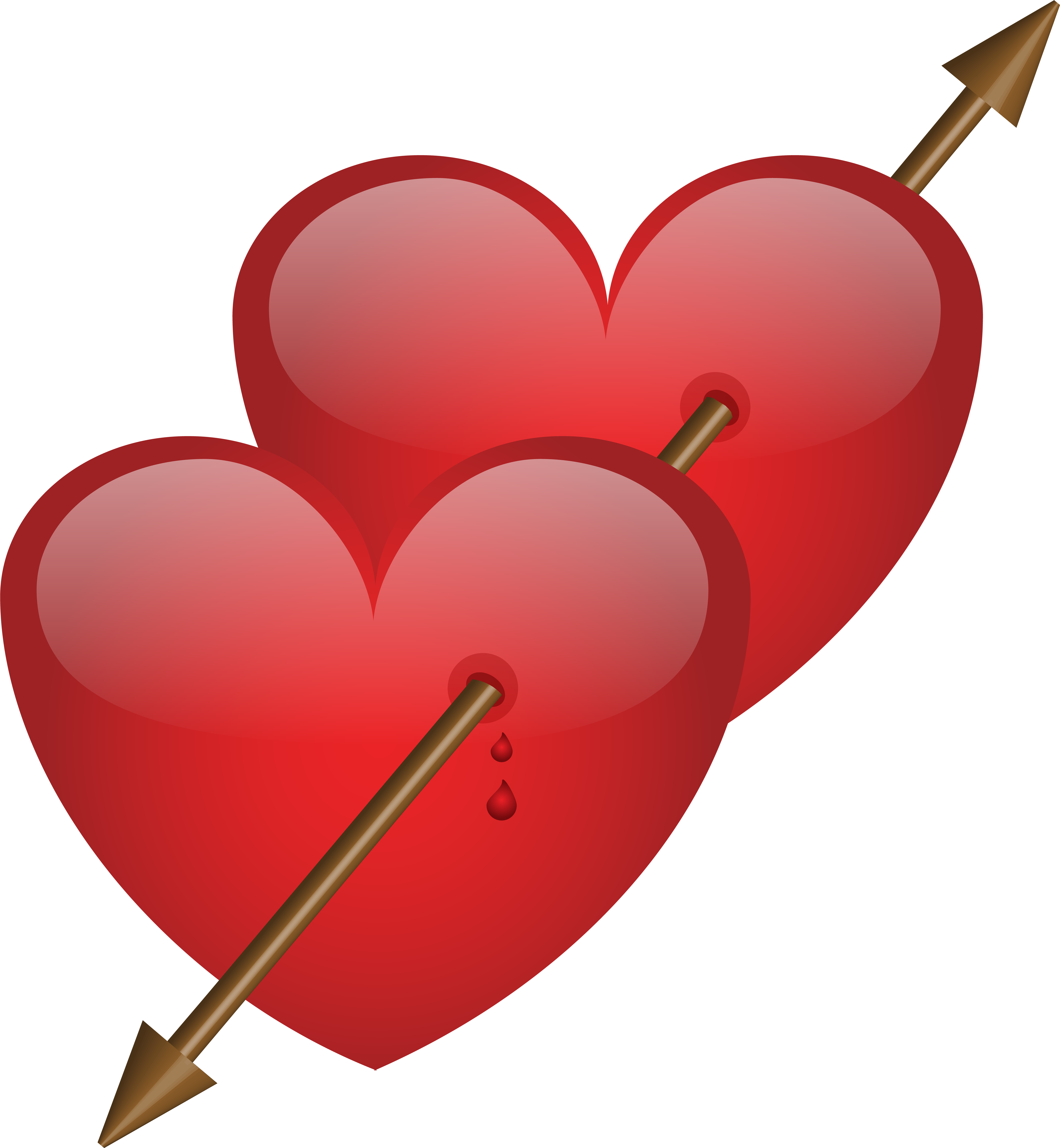 Two Hearts With Arrow Png Clip Art Image (7386x8000), Png Download