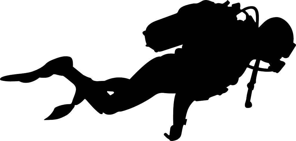 Scuba Diver Png Transparent Image - Deep Sea Diver Silhouette (1020x486), Png Download