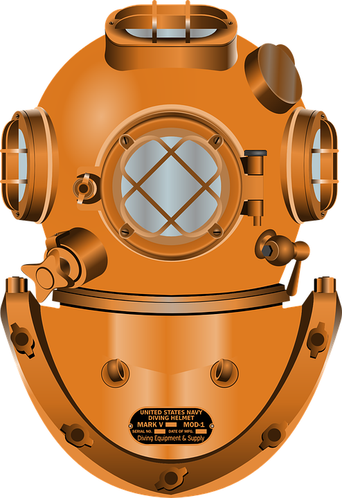 Diving Helmet Deep - Diving Helmet Clipart (494x720), Png Download