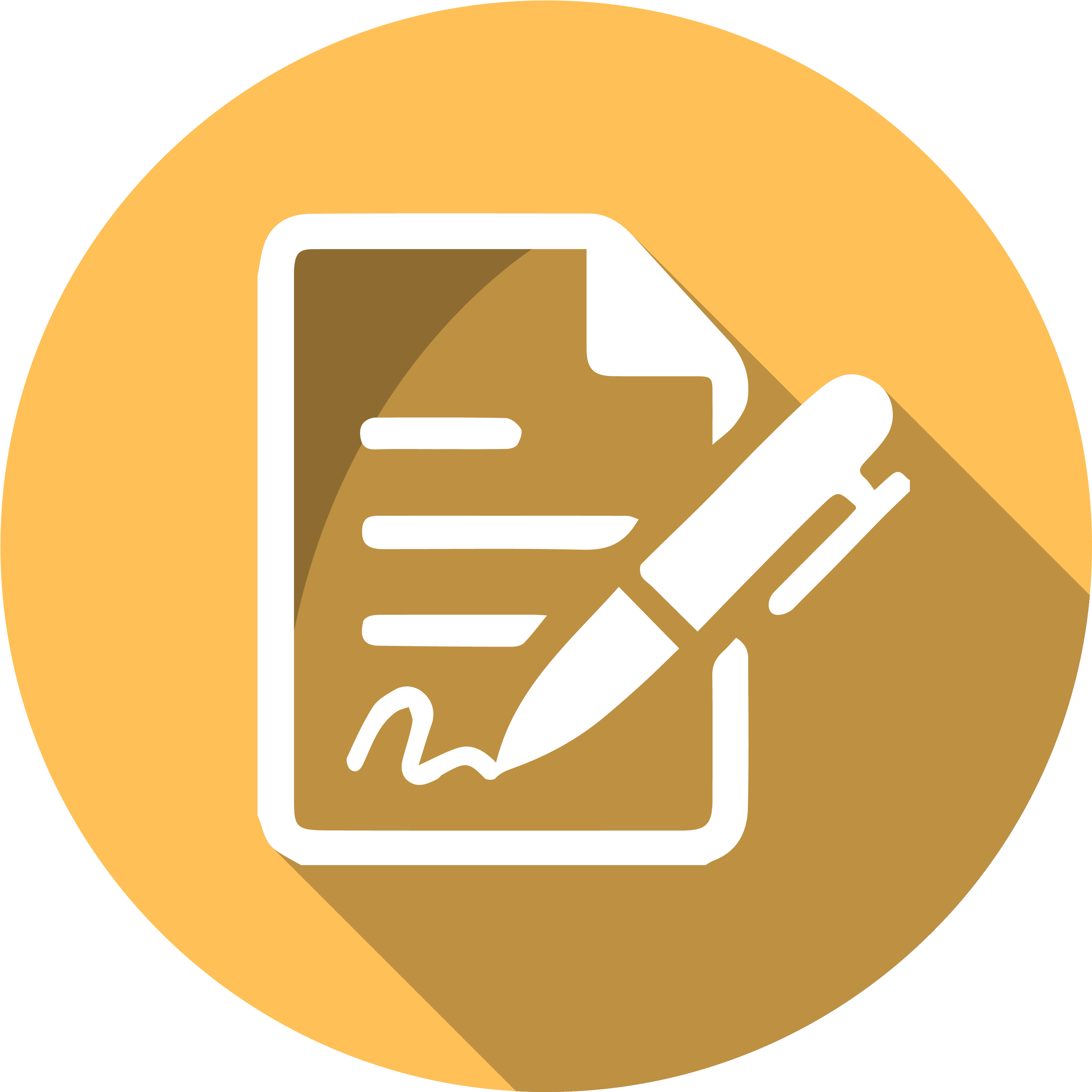 Icon Of A Piece Of Paper & A Pen - Contract Icon Round Png (3333x3333), Png Download
