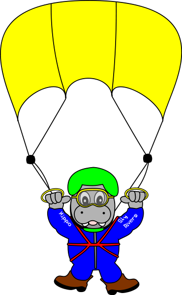 Sky Diver Hippo Clipart Png (370x600), Png Download