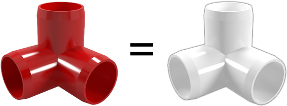 3-way Pvc Fitting In Color - Formufit 1/2 In. Furniture Grade Pvc 3-way Elbow In (570x260), Png Download