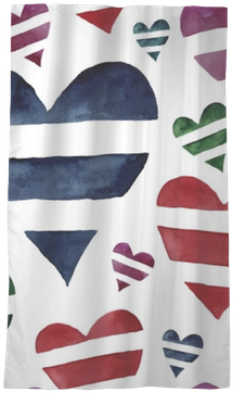 Watercolor Seamless Pattern With Striped Hearts - Design (400x400), Png Download