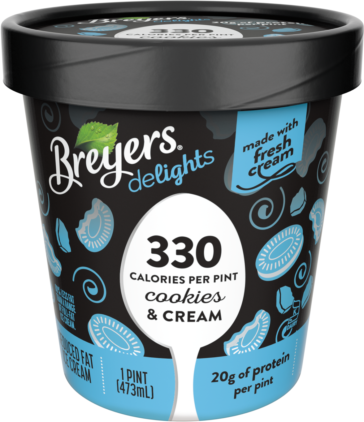 A 16 Ounce Tub Of Breyers Delights Cookies & Cream - Breyers Delights Cookies And Cream (1500x1500), Png Download
