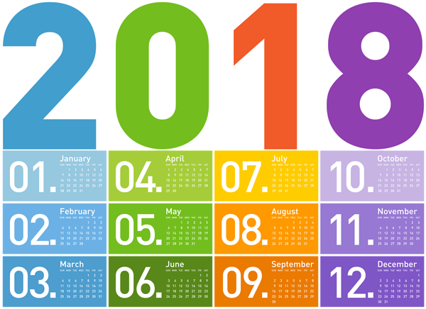 Calendar Clipart Png Image Library Stock - Calendar Of 2018 High Quality (600x436), Png Download