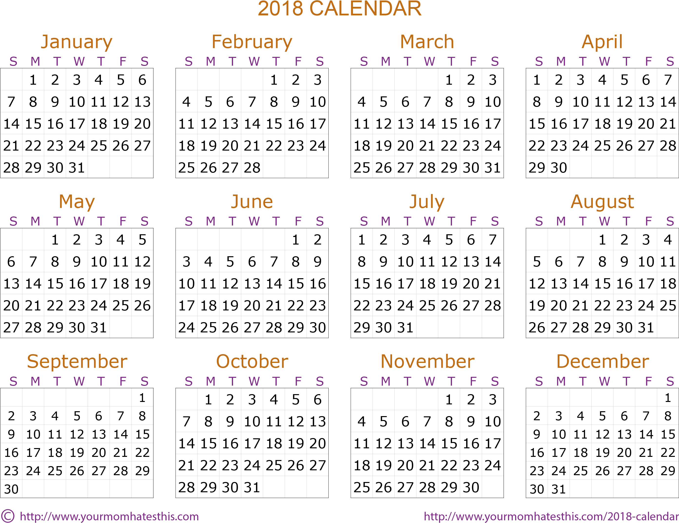 Professional 2018 Quality Calendar Format - Calendar (2785x2176), Png Download
