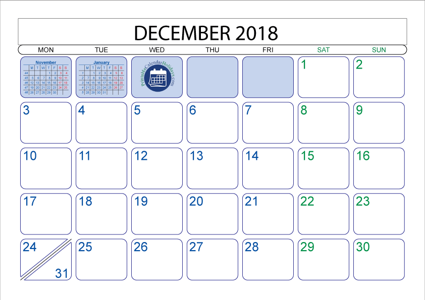 Blank Printable December 2018 Calendar - July 2017 Printable Calendar With Holidays (842x595), Png Download