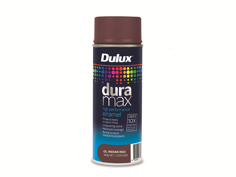 Dulux Duramax 340g Gloss Indian Red Spray Paint - Dulux Satin Black Spray Can (800x800), Png Download