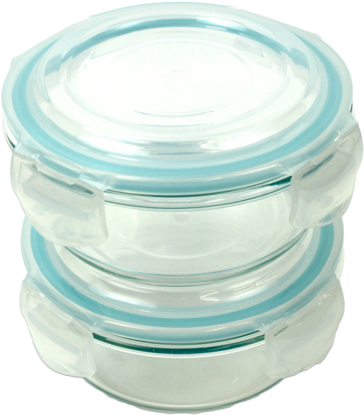 Kitchen Collection Set Of 2 Glass 13 Ounce Round Lock (607x700), Png Download