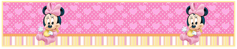 Turron De Mani Candy Bar Minnie Bebe Kit Imprimible - Disney Baby Minnie Mouse Edible Image Cake Toppers (932x193), Png Download