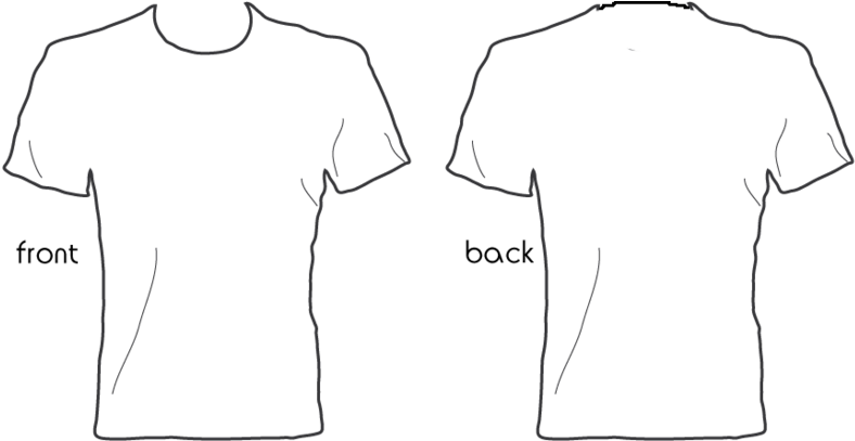 White T Shirt Front Back - Blank Shirt Template Png (800x406), Png Download