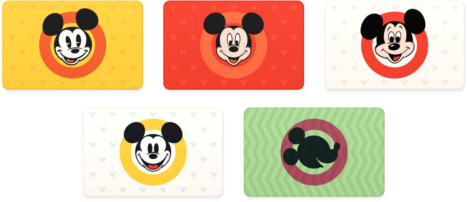 Here, I've Created Five Super Simple Cards Showing - Mickey Mouse (1600x711), Png Download