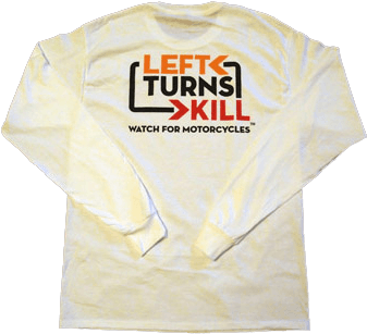 Men's White “left Turns Kill” Long Sleeved T-shirt - Label (363x363), Png Download