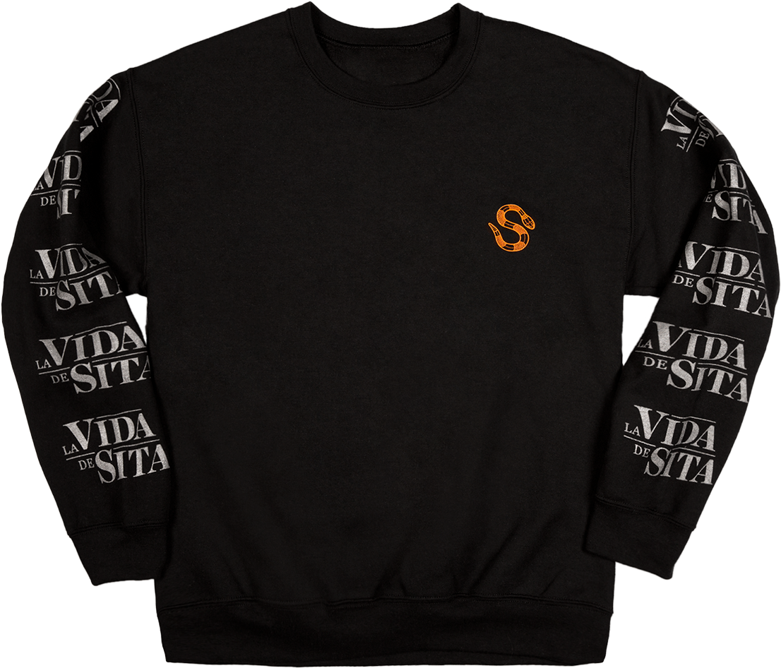 La Vida De Sita Black Crewneck Long-sleeved Back Printed (1500x1500), Png Download