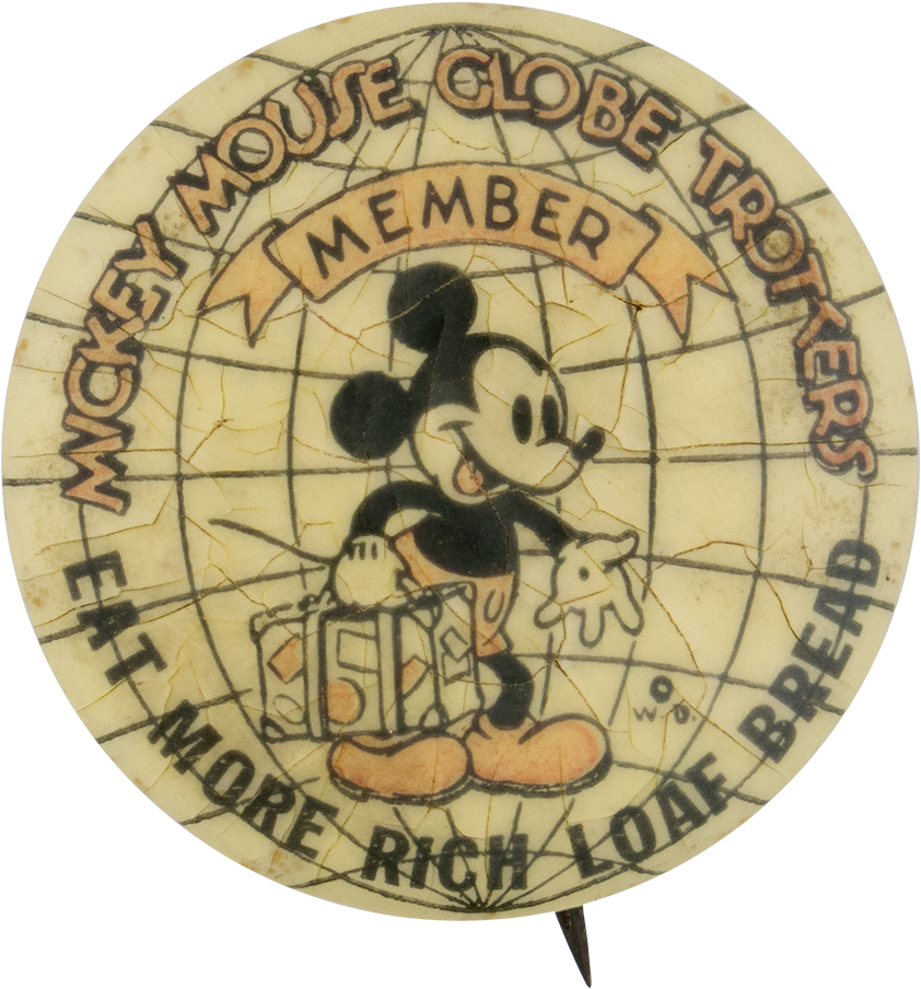 Mickey Mouse Globetrotters Club Button Museum - Cartoon (1000x1049), Png Download
