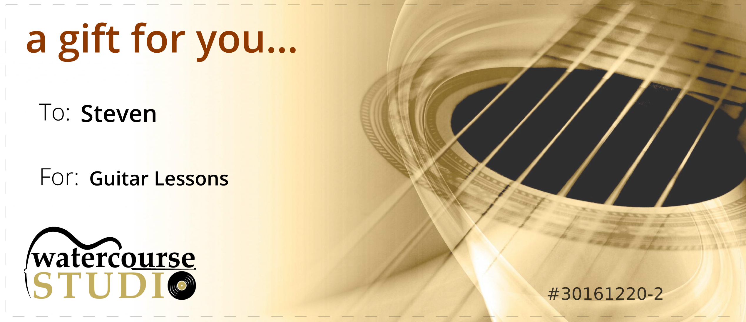 Gift Certificate Sample - Guitar Lessons Gift Certificate Template (2538x1095), Png Download