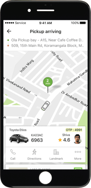 Like Uber, Ola Users Can Track Their Driver Using An - Ola Cabs (300x621), Png Download
