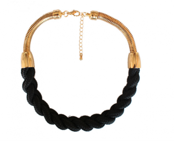 Gold Rope Detail Choker Necklace (600x860), Png Download