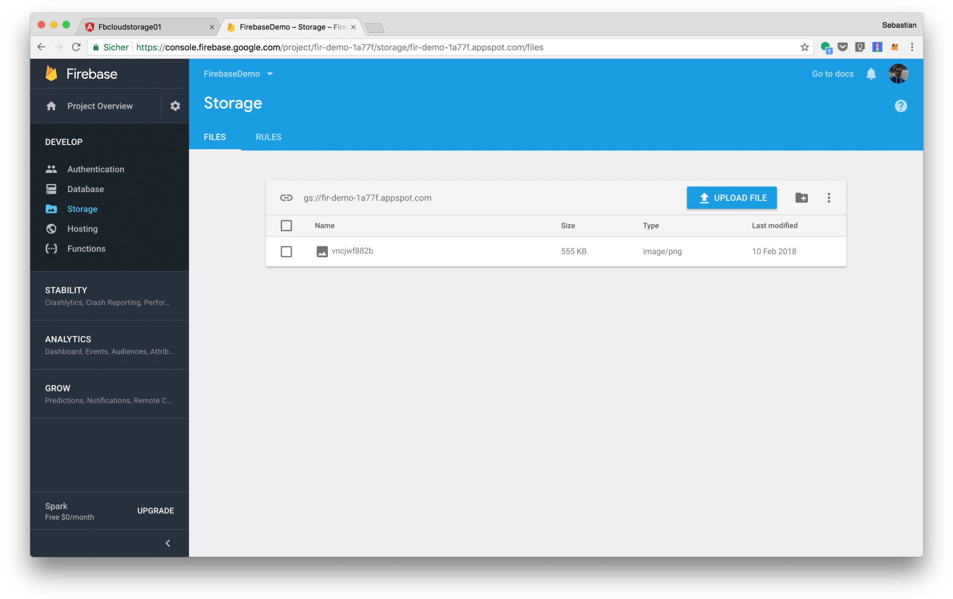 Now We're Ready To Upload The First File - Template Like Firebase Web (1920x1224), Png Download