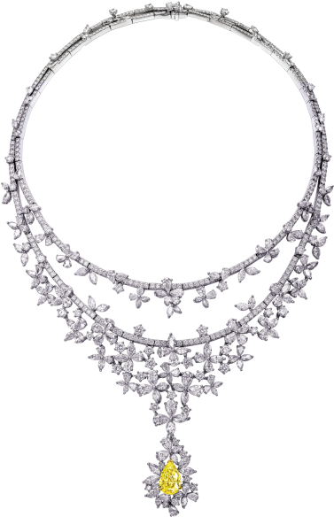 Fancy Light Yellow Pear Shaped Diamond Necklace - Fancy Shape Diamond Necklace (640x640), Png Download