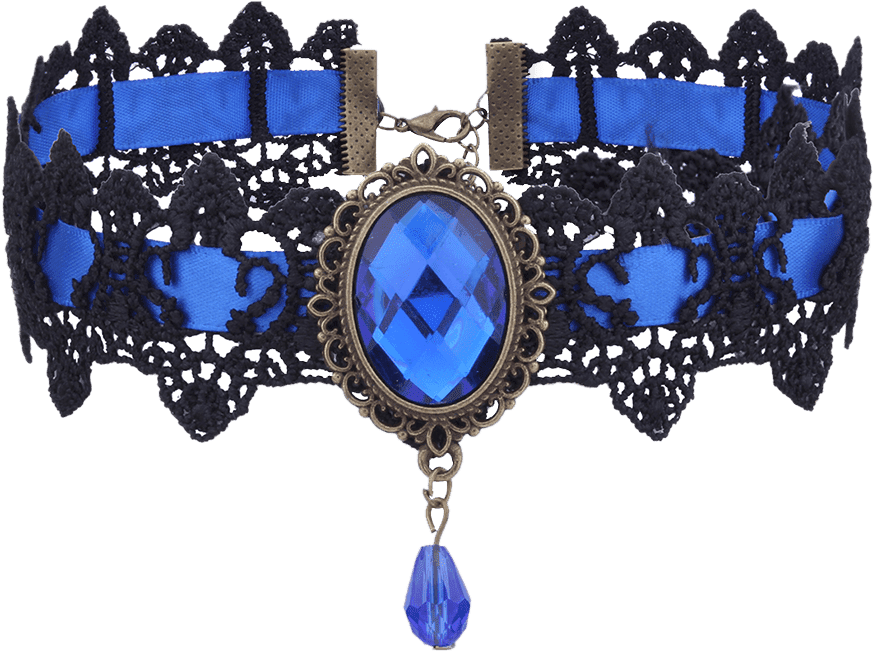 Gothic Artificial Gem Oval Lace Choker Necklace - Jewelry Necklaces Gothic Faux Gem Oval Lace Choker (900x1197), Png Download