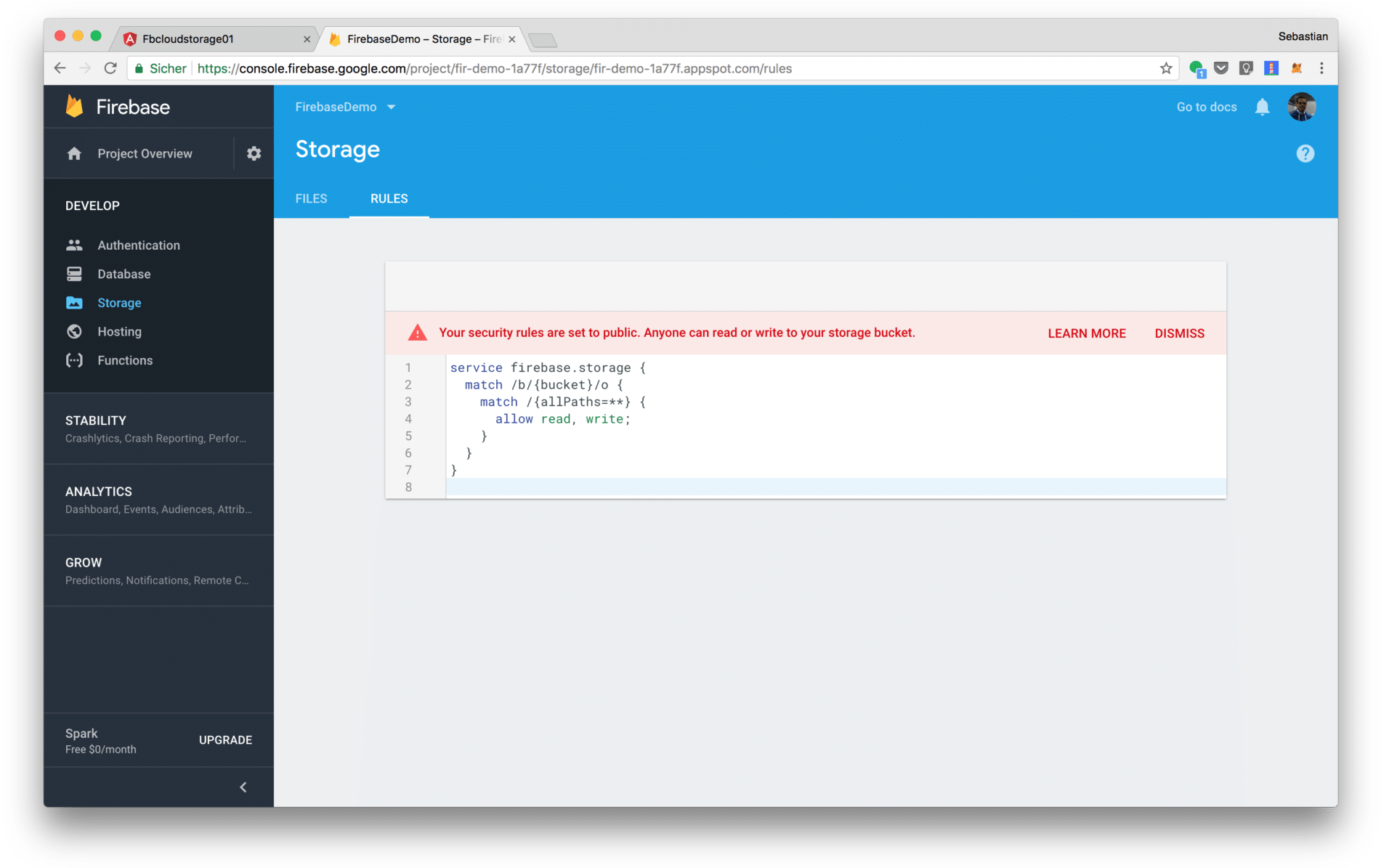 Change The Default Rules To The Following To Enable - Mac Os Firestore Gui (1920x1224), Png Download
