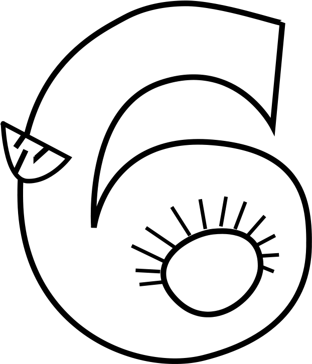 How To Set Use Animal Number Six Outline Svg Vector - Number (636x900), Png Download
