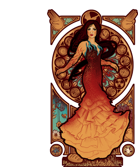 Katniss Nouveau - Hunger Games Art Png (618x578), Png Download