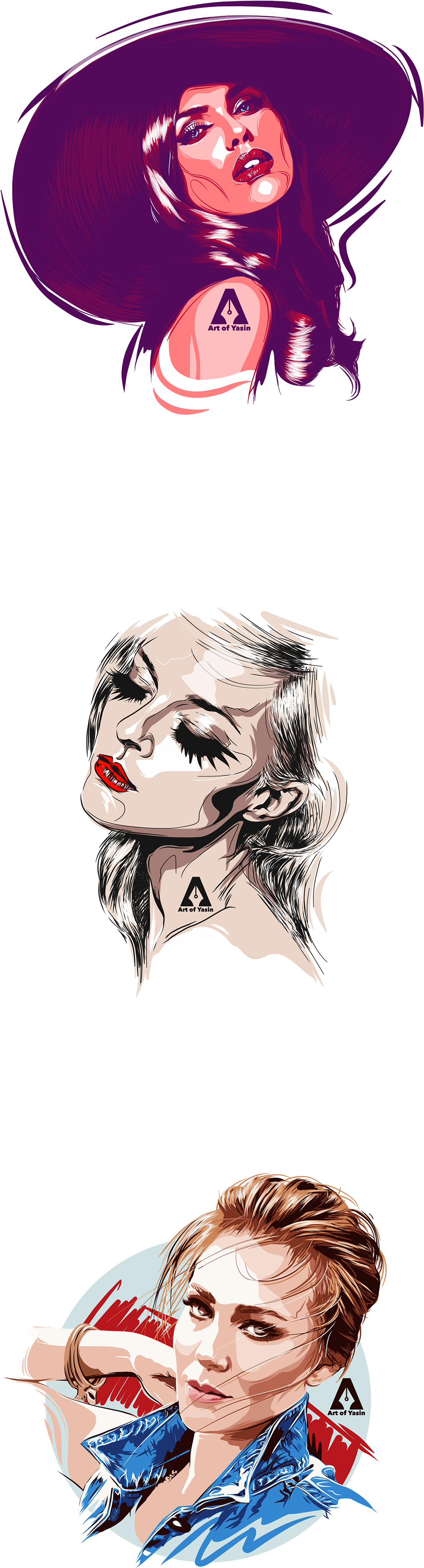 These Are My Vector Portrait Illustrations That I Shared (1400x4200), Png Download