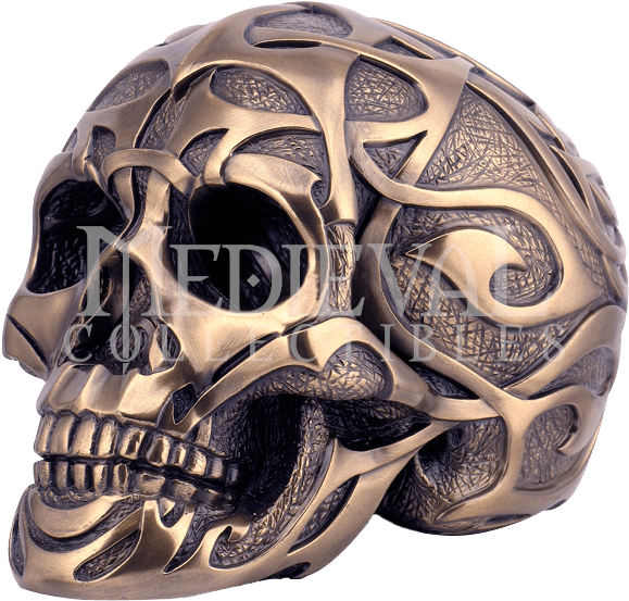 Top Collection Fierce Bold Bronzed Tribal Skull Figurine (578x578), Png Download