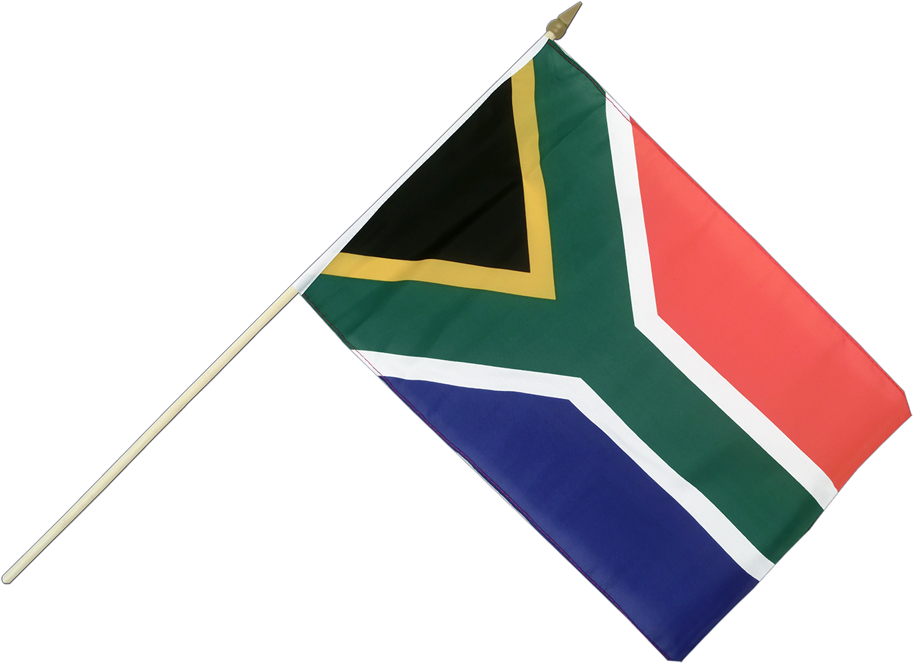 Hand Waving Flag 12x18" - South African Flag With Pole (1500x1260), Png Download