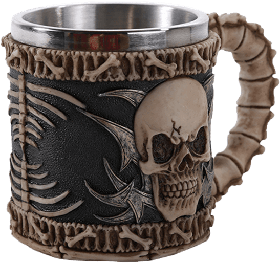 Tribal Skull Mug - Gothic Tribal Skull Tankard Coffee Beverage Mug Stainless (555x555), Png Download