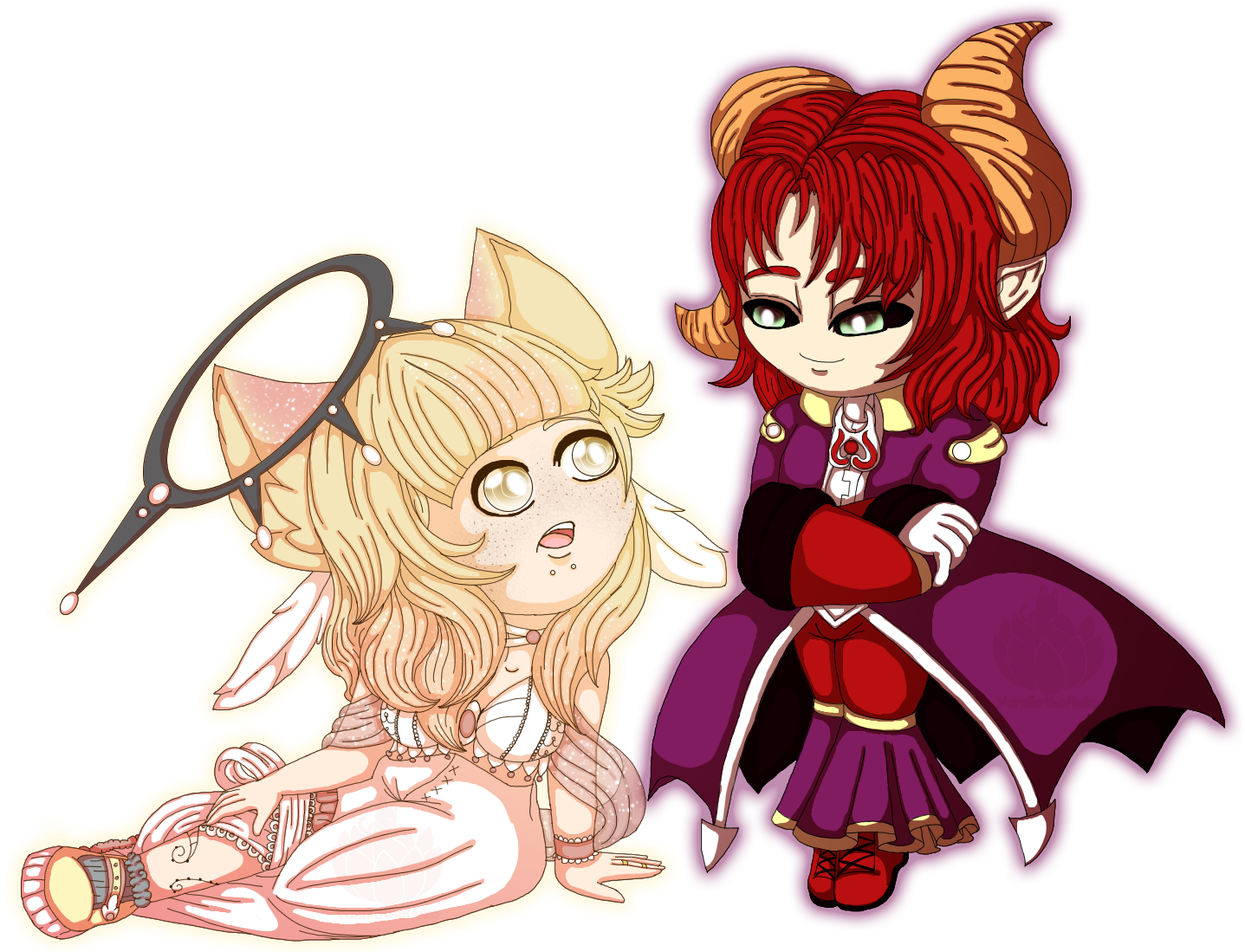 Angel And Demon (1532x1100), Png Download