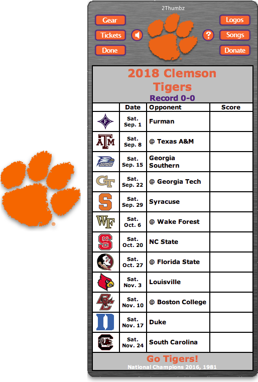 Pin By The Middleton On Clemson Football - Clemson Football Schedule 2017 Results (520x760), Png Download