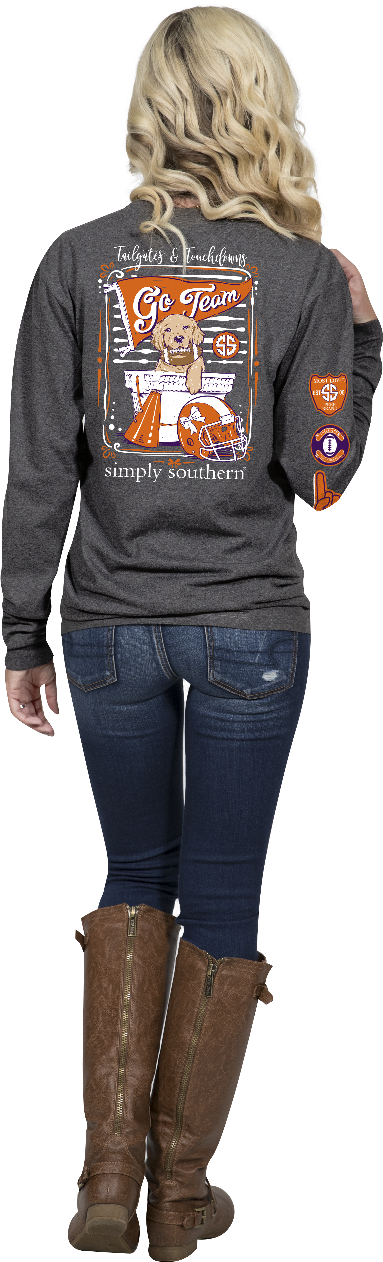 Clemson Tailgates And Touchdowns Long Sleeve T-shirt - Simply Southern Hohoho (1528x4793), Png Download