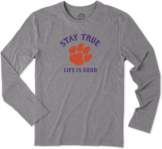 Men's Clemson Tigers Stay True Long Sleeve Cool Tee - Life Is Good T Shirt (570x570), Png Download