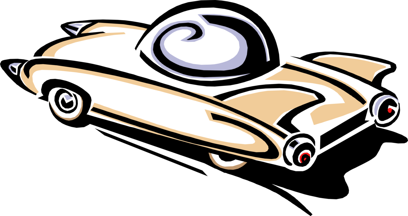 Vector Illustration Of Futuristic Model Sedan Automobile - Antique Car (1321x700), Png Download